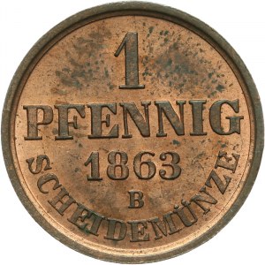 Niemcy, Hannover, Jerzy V 1851 - 1866, 1 pfennig 1863 B.