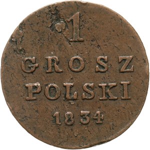 Królestwo Polskie, Mikołaj I 1825-55, grosz polski 1834 I-P, Warszawa