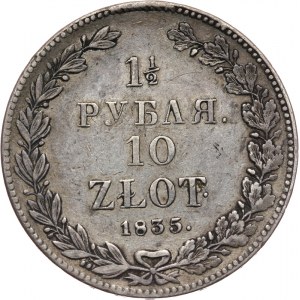 Polska, Zabór rosyjski, Mikołaj I 1825-1855, 1 1/2 rubla, 10 złotych 1835, Petersburg