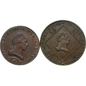 Austria, Franciszek II 1792-1835, zestaw 2 monet miedzianych