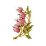 Brooch in the form of a flower branch, mid-20th century, Art Nouveau type