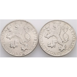 10 Kčs 1957 Jan Ámos Komenský Lotto 2 monete entrambe varanti 2 e 3 peli, lingua corta e lunga