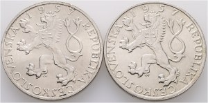 10 Kčs 1957 Jan Ámos Komenský Lot 2 Münzen beide varints 2 und 3 Haare, kurze und lange Zunge