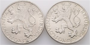 10 Kčs 1957 Jan Ámos Komenský Lot 2 mince oba varinty 2 a 3 vlasy, krátky a dlhý jazyk