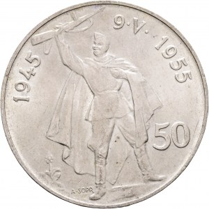 50 Kčs 1955 10th Anniversary Befreiung von Deutschland Variante stumpf 