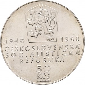 50 Kčs 1968 50° Anniversario dell'Indipendenza di Jiří HARCUBA/Ján Zoričák R!