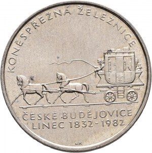 100 Kčs 1982 150 Anni Ferrovia a cavalli České Budějovice - Linz