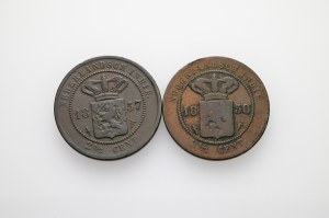 Indonezja 2 ½ centa 1857-8 WILLIAM III. Partia 2 monet