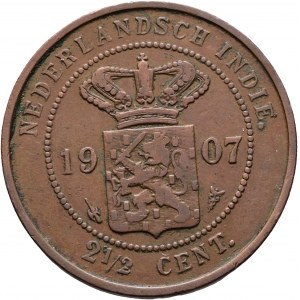 Indonézia 2 ½ centa 1907 WILHELMINA