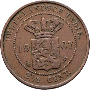 Indonezja 2 ½ centa 1907 WILHELMINA