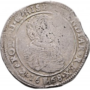 1 Ducaton 1668 KAREL II. Španielske Holandsko, Flámsko, prvá detská busta Bruggy