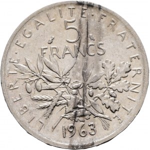 5 frankov 1963, Piata republika , sejačka, olivy, žalude, pšenica