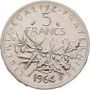 5 Francs 1964, Fifth republic , Seeder, olive,acorns,wheat