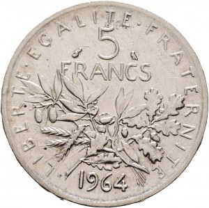 5 Francs 1964, Fünfte Republik, Sämaschine, Oliven, Eicheln, Weizen