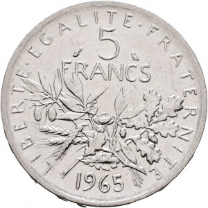 5 Francs 1965, Fifth republic , Seeder, olive,acorns,wheat