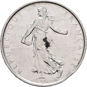 5 Francs 1965, Fifth republic , Seeder, olive,acorns,wheat