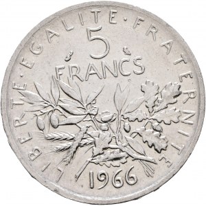 5 Franchi 1966, Quinta Repubblica , Seminatrice, olivo, ghiande, grano