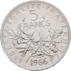 5 Francs 1966, Fünfte Republik, Sämaschine, Oliven, Eicheln, Weizen