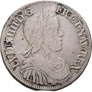 ½ écu 1651 G à mèche courte LOUIS XIV. Poitiers juste.