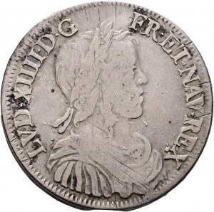 ½ écu 1651 G à mèche courte LOUIS XIV. Poitiers juste.