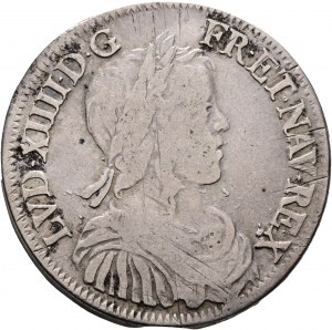 ½ Ecu 1651 G mit kurzem Docht LOUIS XIV. Poitiers gerecht.