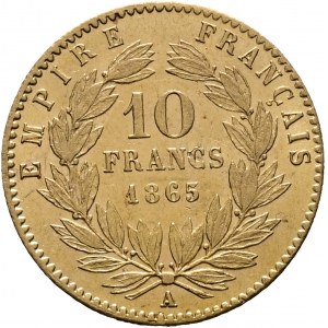 10 Francs 1865 A NAPOLEON III. Paris