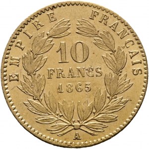 10 franków 1865 A NAPOLEON III. Paryż