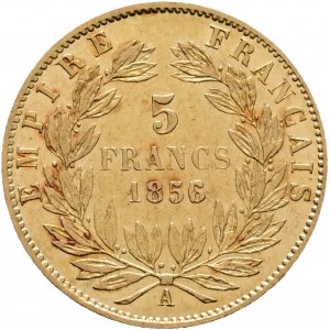 Zlato 5 frankov 1856 A NAPOLEON III. Ruka