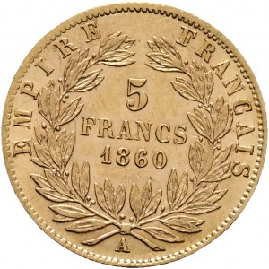 Oro 5 Franchi 1860 A NAPOLEONE III. Vola