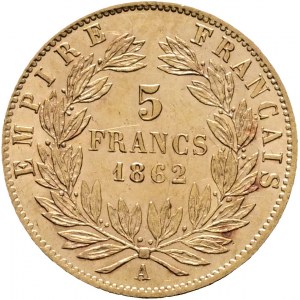 Gold 5 Francs 1862 A NAPOLEON III. Fly