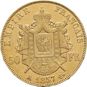 Złoto 50 franków 1857 A NAPOLEON III. Ręka