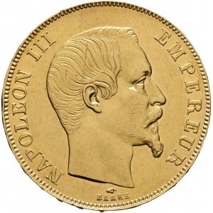 Oro 50 Franchi 1857 A NAPOLEONE III. Mano