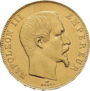 Złoto 50 franków 1857 A NAPOLEON III. Ręka