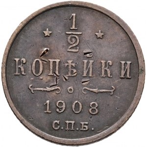 1/2 Kopeck 1908 SPB Petrohrad Mikuláš II.