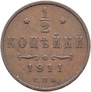 1/2 Kopeck 1911 SPB Petrohrad Mikuláš II.