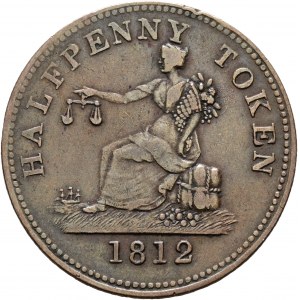 ½ Penny Tiffin Token - Copper LOWER CANADA