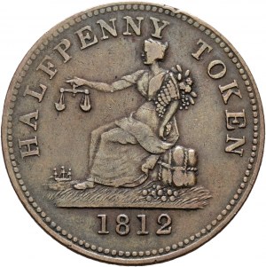 ½ Penny Tiffin Token - Rame CANADA INFERIORE