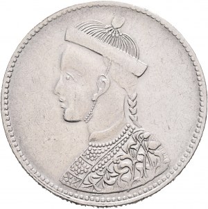 1 rupia (rupia del Szechuan) 1911-1933 A nome di GUANGXU Periodo Ganden Phodrang busto piccolo con collare rosetta verticale