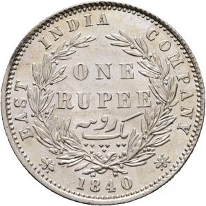 1 rupia 1840 WW VICTORIA piccoli diamanti