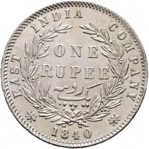 1 rupia 1840 WW VICTORIA 27 bacche grandi diamanti