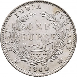 2 Rupee 1840 WW VICTORIA 28 berries large diamonds