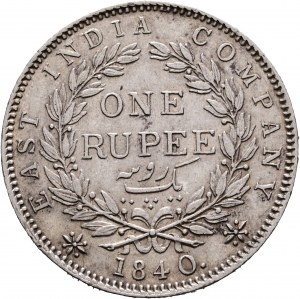 1 Rupie 1840 VICTORIA Bombay 19 Beeren und kleine Diamanten R!