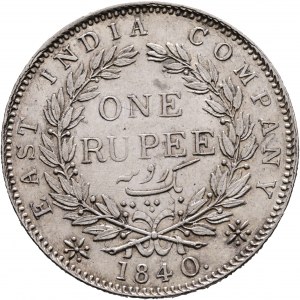 1 rupia 1840 VICTORIA Bombay 19 bacche e grandi diamanti