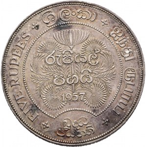 5 rupii 1957 ELIZABETH II. 2500 rocznica buddyzmu patyna