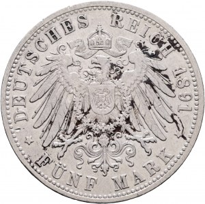 Baden 5 Mark 1891 G Grosherzog FRIEDRICH I.