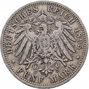 Baden 5 Mark 1895 G Grosherzog FRIEDRICH I. Patina