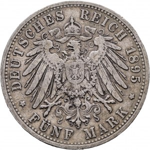 Baden 5 Mark 1895 G Grosherzog FRIEDRICH I. Patina