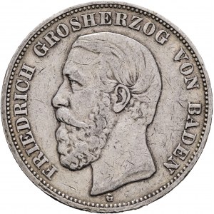 Baden 5 Mark 1895 G Grosherzog FRIEDRICH I. Patina