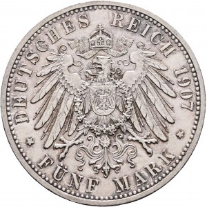 Baden 5 Mark 1907 G FRIEDRICH I. Śmierć księcia
