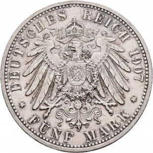 Baden 5 Mark 1907 G FRIEDRICH I. Śmierć księcia